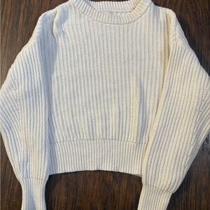 a new day Cream Ribbed Crew Neck Sweater